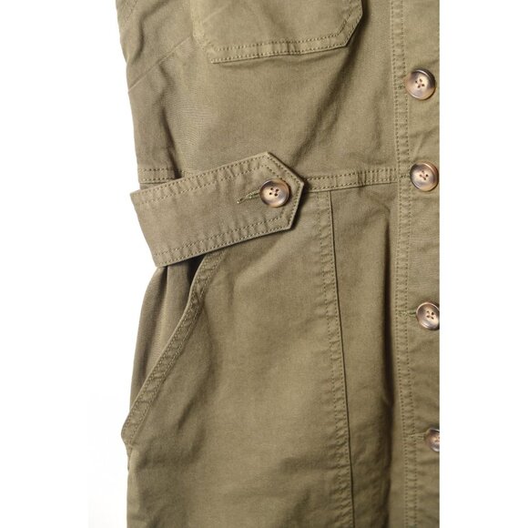 Veronica Beard Twill Army Green Mini Shirt Dress Size 0 Pockets - Picture 3 of 14
